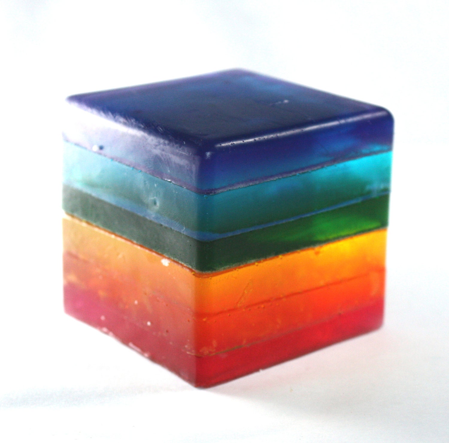 Rainbow Soap Cube - stripes, glycerin, custom scent, rainbow, kids, fun, mothers day