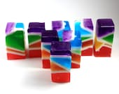 8 Stained Glass Soap Sticks - party favor, rainbow, glycerin, vegan, art deco, stained glass, ooak