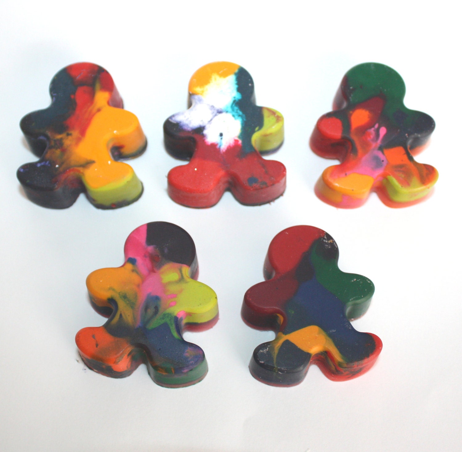 People-shaped Recycled Crayons - Set of 5 - coloring, preschool, party favor, reused, baby shower, school supply, art supply, back to school