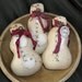 Primitive Folk Art Hand Stitched Christmas Winter Snowman Doll Ornies Set Of 3