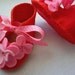 Handmade baby girl booties, size 3M - 6 Mths, OOAK, ready to ship.