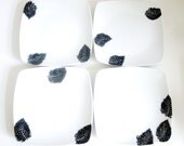 4 Spotted Feathers Painted Small Plates
