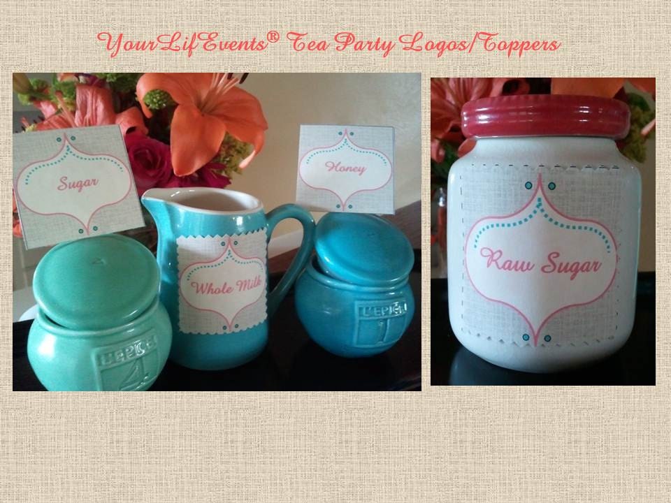 Vintage Tea Party Logo Labels/Toppers / Instant Download Tea Party Bridal Shower or Mother's Day Tea Party DIY Printables Il_570xn