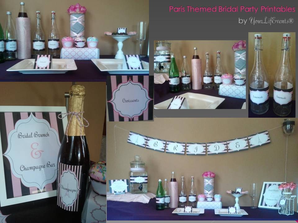 Bridal Shower PRINTABLES Paris Themed - Instant Download DIY Printable Bridal Shower Collection