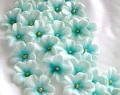 Gumpaste Cake Decorations Light Blue Gum Paste Flowers 25 piece set