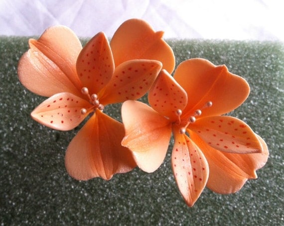 GumPaste Alstroemeria Flower Cake Decoration (Orange)