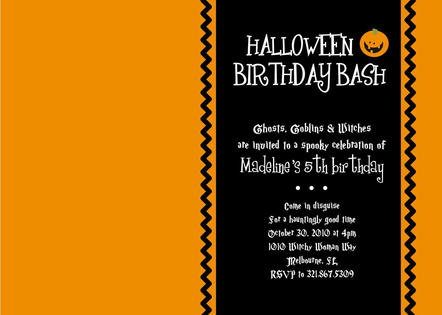 Halloween Trick or Treat Party or Birthday Invitation - DIY Printable