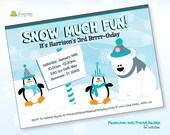 Polar Bear and Penguins Custom Printable Birthday Invitation