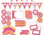 Hot orange and Pink Hothouse Flowers Custom Printable set