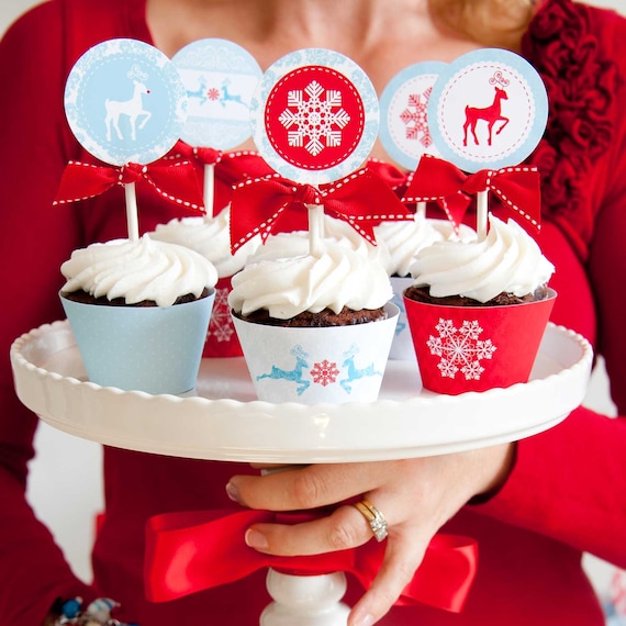 Merry Little Christmas Printable Cupcake Toppers and Wrappers Il_570xn