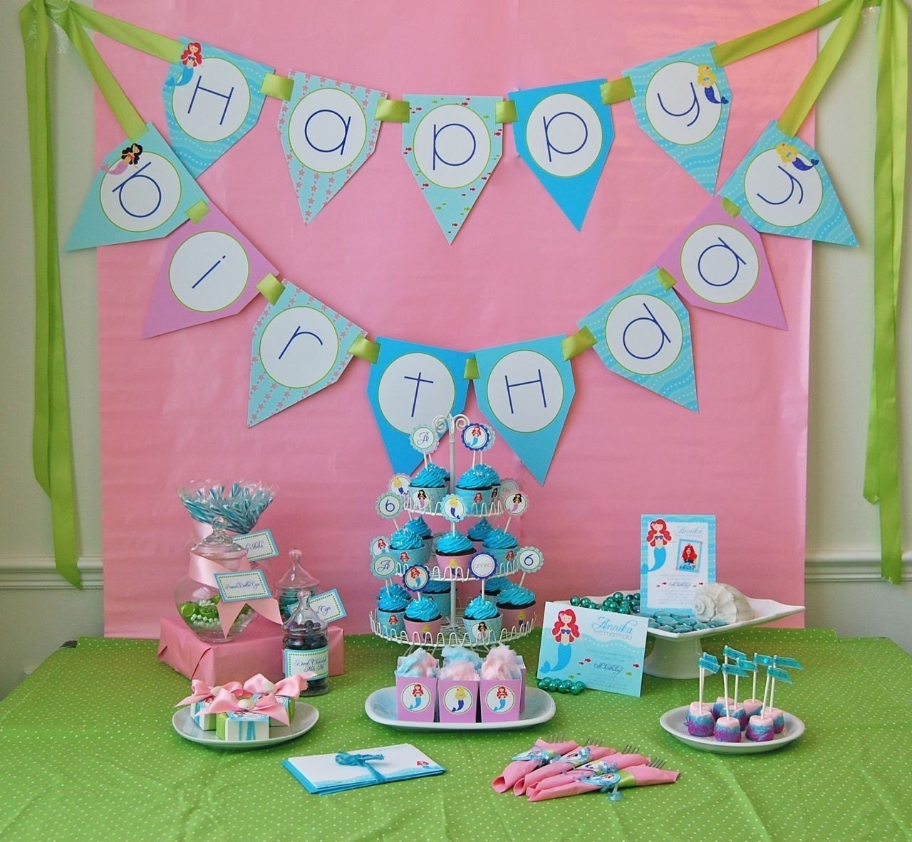 Little Mermaids Happy Birthday Banner - DIY Printable