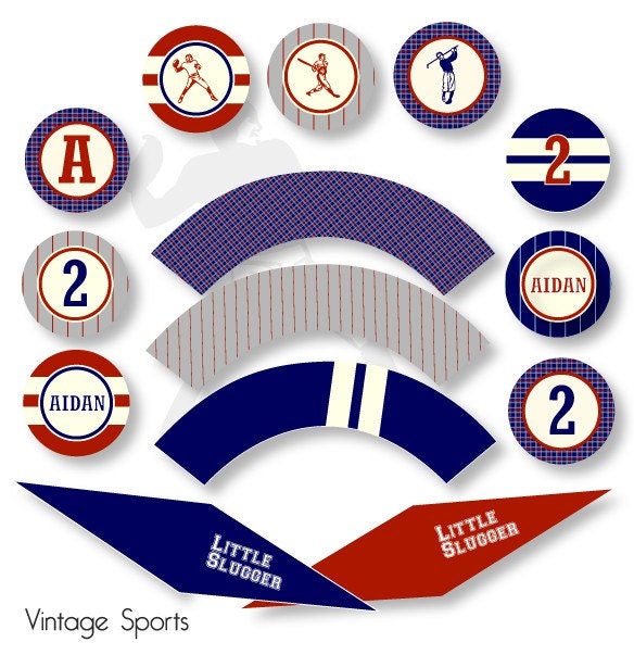 Vintage Sports DIY Custom Printable Birthday Party Pack