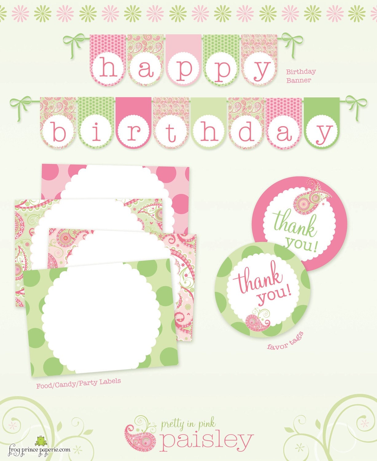 Paisley, Pretty and Pink Printable Party set - DIY