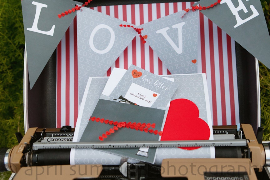 Valentine You're Just My Type Printable Party - Red and Gray - DIY