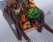 RESERVED listing for llse De  - Miniature cart with vegetables with olives, pumpkin, cabbage - Harvest Market