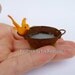 Miniature rusty tub with a landing bird for mini garden, dollhouse or terrarium