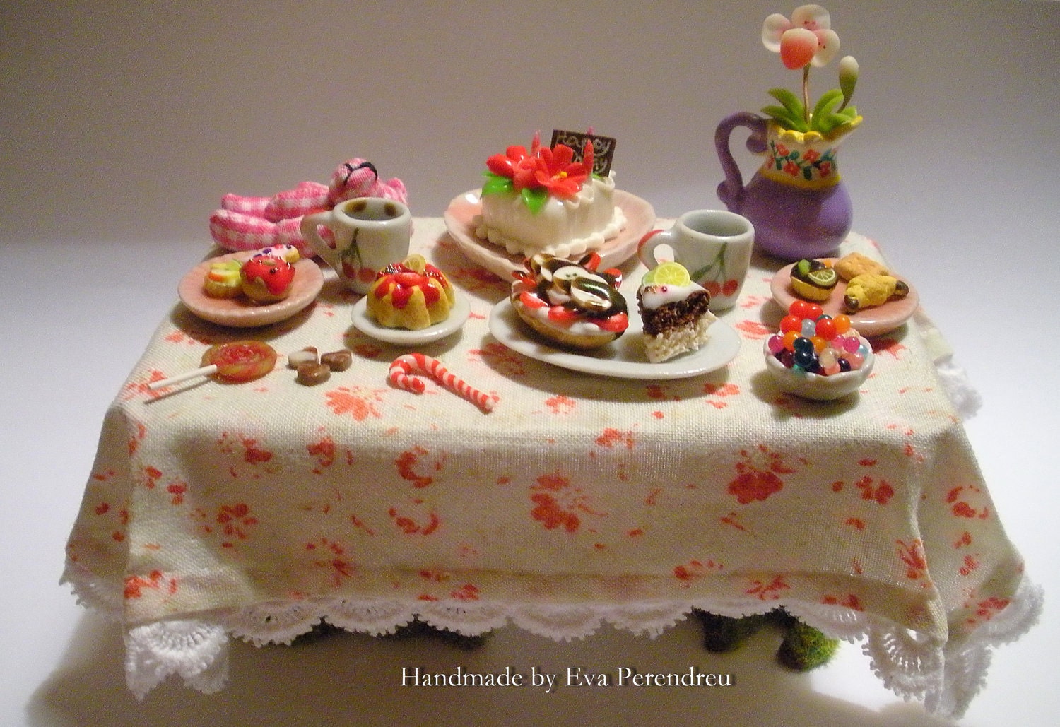 OOAK Miniature fairy table for birthday party -  Eight times TREASURY ITEM