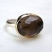 Brown Smoky quartz Gold ring -Recycled Silver and 14k Yellow Gold
