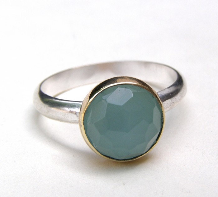 Aquamarine Ring -Gold ring Recycled 14k Gold silver sterling ring Made to order