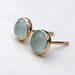 FOR SALE Blue Aquamarine Stones Studs in Recycled 14k yellow Gold Earrings