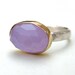 Purple Chalcedony Gold Ring- Gold and Silver Purple Violet Chalcedony stone ring