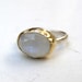 Rainbow Moonstone ring Recycled silver sterling and 14k yellow gold ring Silver ring Made to order