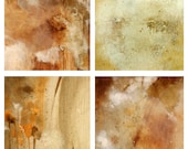 FREE POSTAGE. Matted Abstract  Prints in Browns. Set of Four.