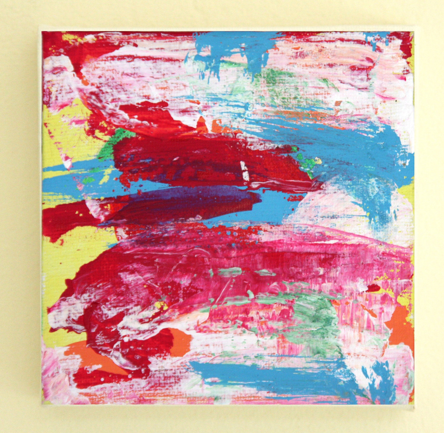 Original Abstract  Painting  on a Mini Canvas. 5 x5 "