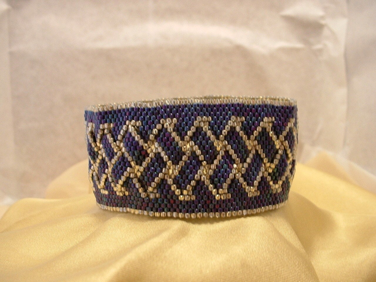 FREE SHIPPING  Blue and silver braided cuff