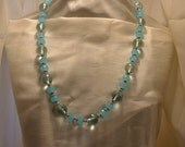 Mediteranean blue Rondelles and blue quartz necklace