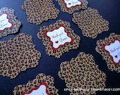 Leopard & Red Valentine's Day Treat Sticker or Tag. Any text and colors. Printable file with Option to Print by Tipsy Graphics Il_170x135