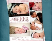 Pink & Red Damask Photo Collage Birth Announcement by Tipsy Graphics. Any colors and text for Valentine's Babies Il_170x135