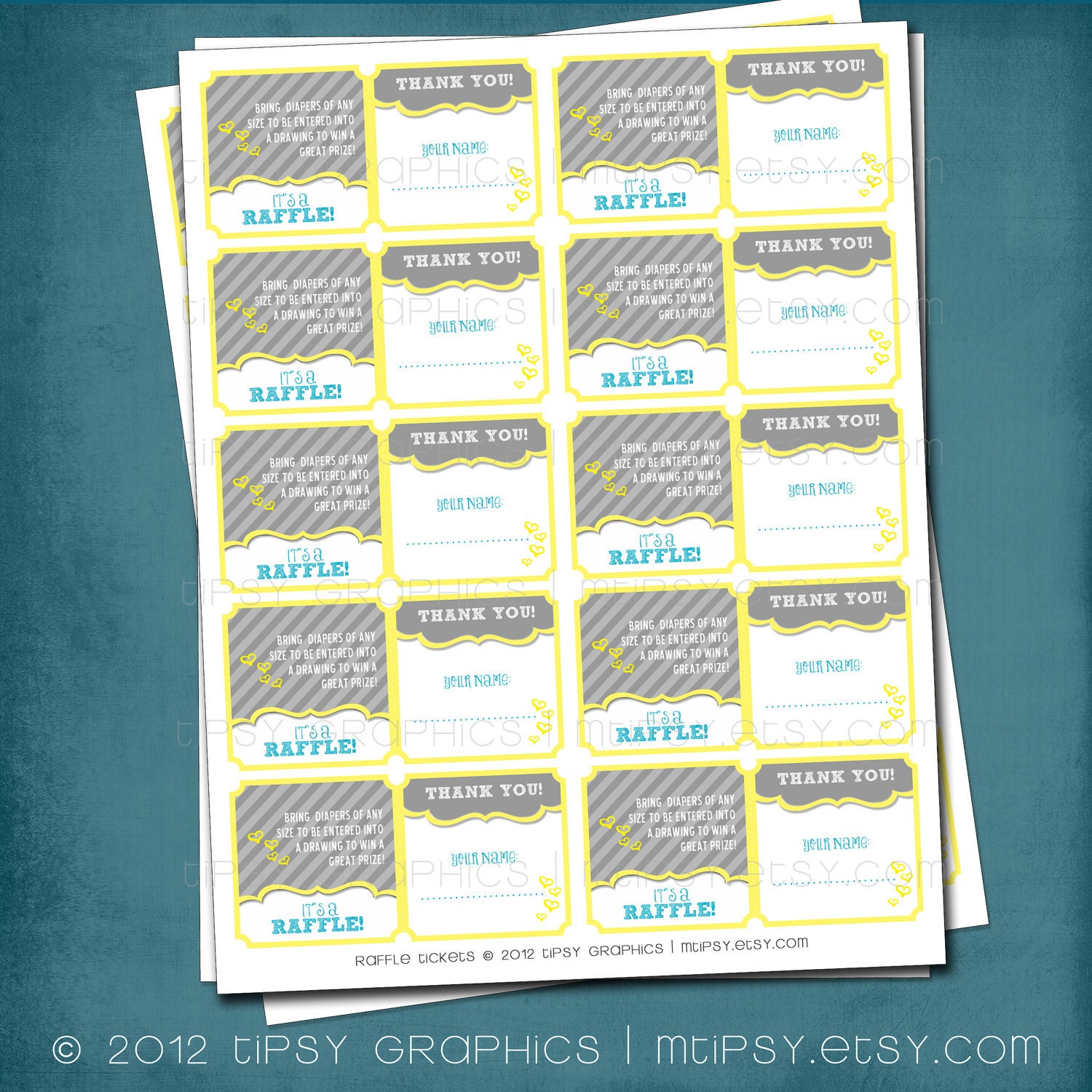 Bun in the Oven Baby Shower Diaper or Book Raffle Tickets by Tipsy Graphics. Any colors and text. Il_170x135
