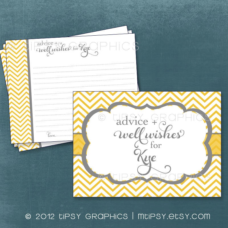 Fancy Chevron Advice & Well Wishes. Printable Cards. Any colors by Tipsy Graphics. Great for Recipe cards too Il_170x135