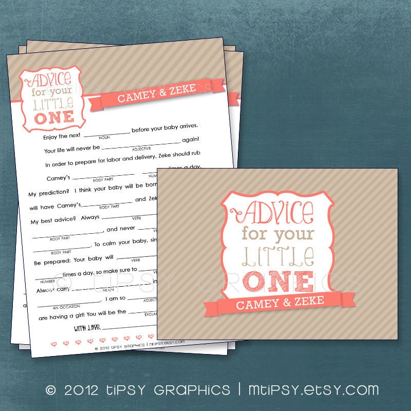 Simple Stripes Funny Baby MadLibs. Advice for your Little One. By Tipsy Graphics. Printable Cards, any colors Il_170x135