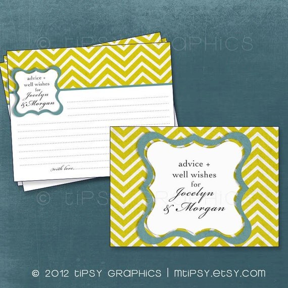 Fancy Chevron Advice & Well Wishes for MOM / BRIDE / GRADUATE. Printable Cards. Any colors by Tipsy Graphics. Great for Recipe cards too Il_570xn