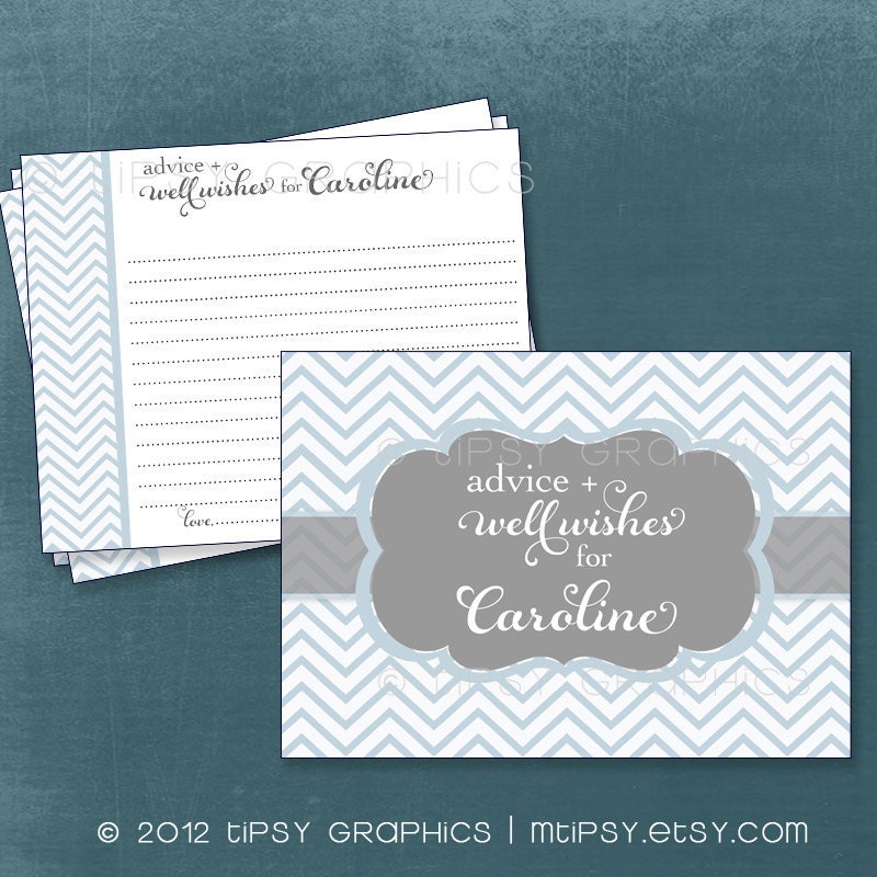 Fancy Chevron Advice & Well Wishes. Printable Cards. Any colors by Tipsy Graphics. Great for Recipe cards too Il_570xn