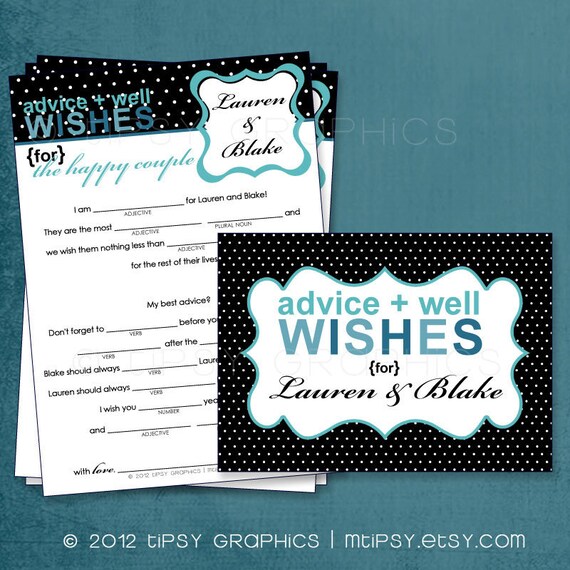 Black Polka Dots. Funny MadLibs. Sweet Advice. Baby Stats. By Tipsy Graphics. Printable Cards any colors Il_570xn