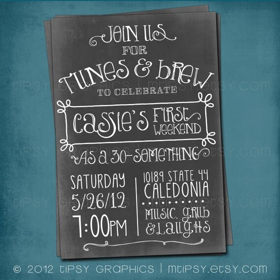 Wine & Cheese. Last Weekend as a 20something / single gal. Bridal Shower. Fun Vintage Chalkboard Party Invite by Tipsy Graphics Il_570xn
