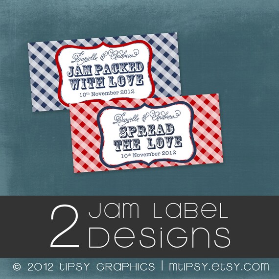 DESIGN 2 Jam Labels. Printable file with Option to Print. Your Wedding colors by Tipsy Graphics Il_570xn