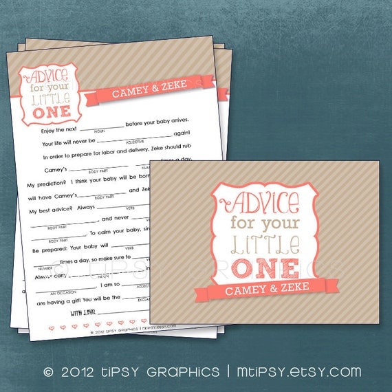 Simple Stripes Funny Baby MadLibs. Advice for your Little One. By Tipsy Graphics. Printable Cards, any colors Il_570xn