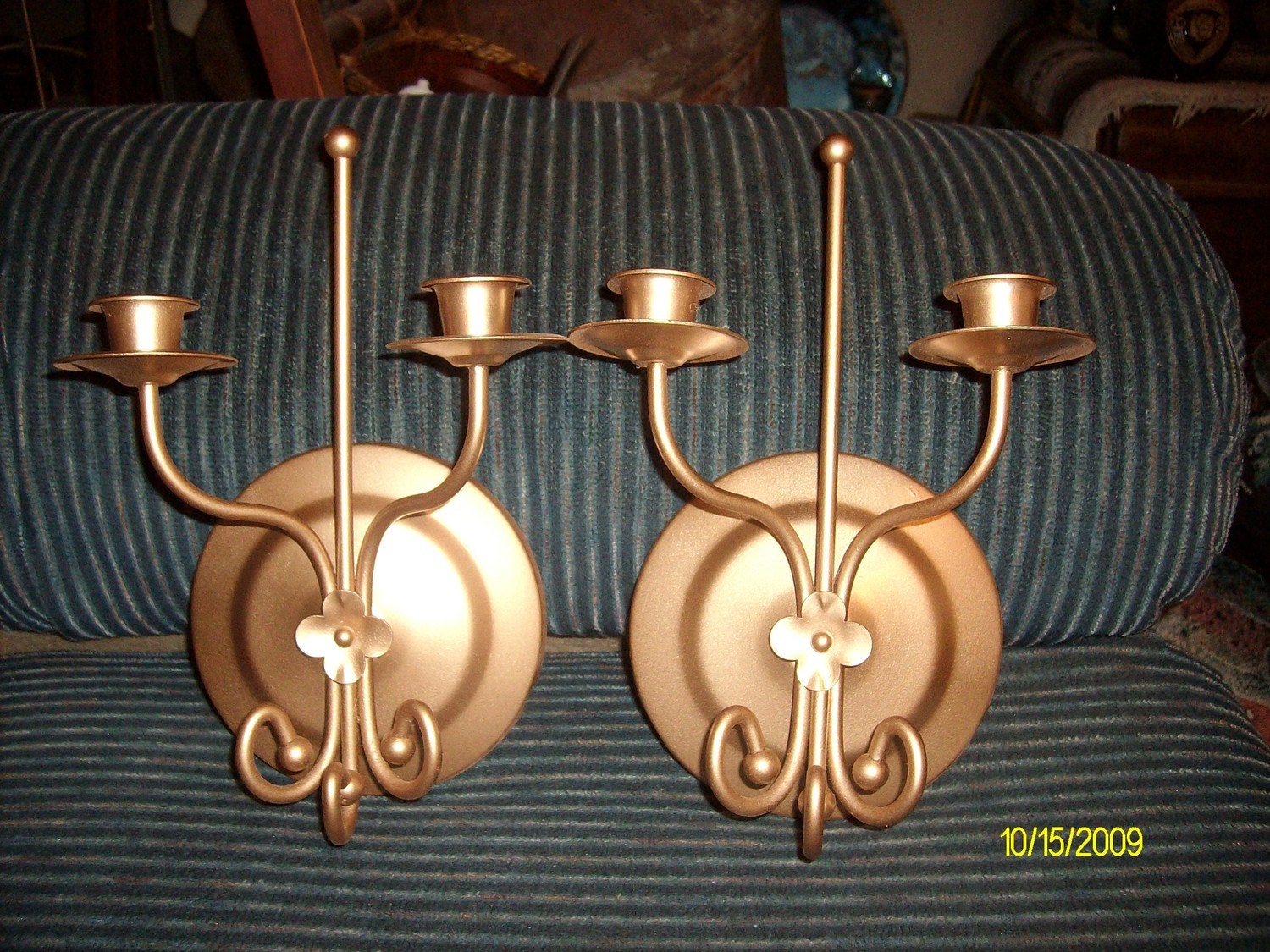2 GoLd MeTal CandLe HoLders / WaLL SconCes--FREE SHIPPING in the US