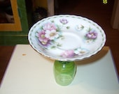 PeDestaL CanDy / DeSSert StaNd with VinTage FloRaL RoYal AlBert PlaTe--FREE SHIPPING in the US--ooak