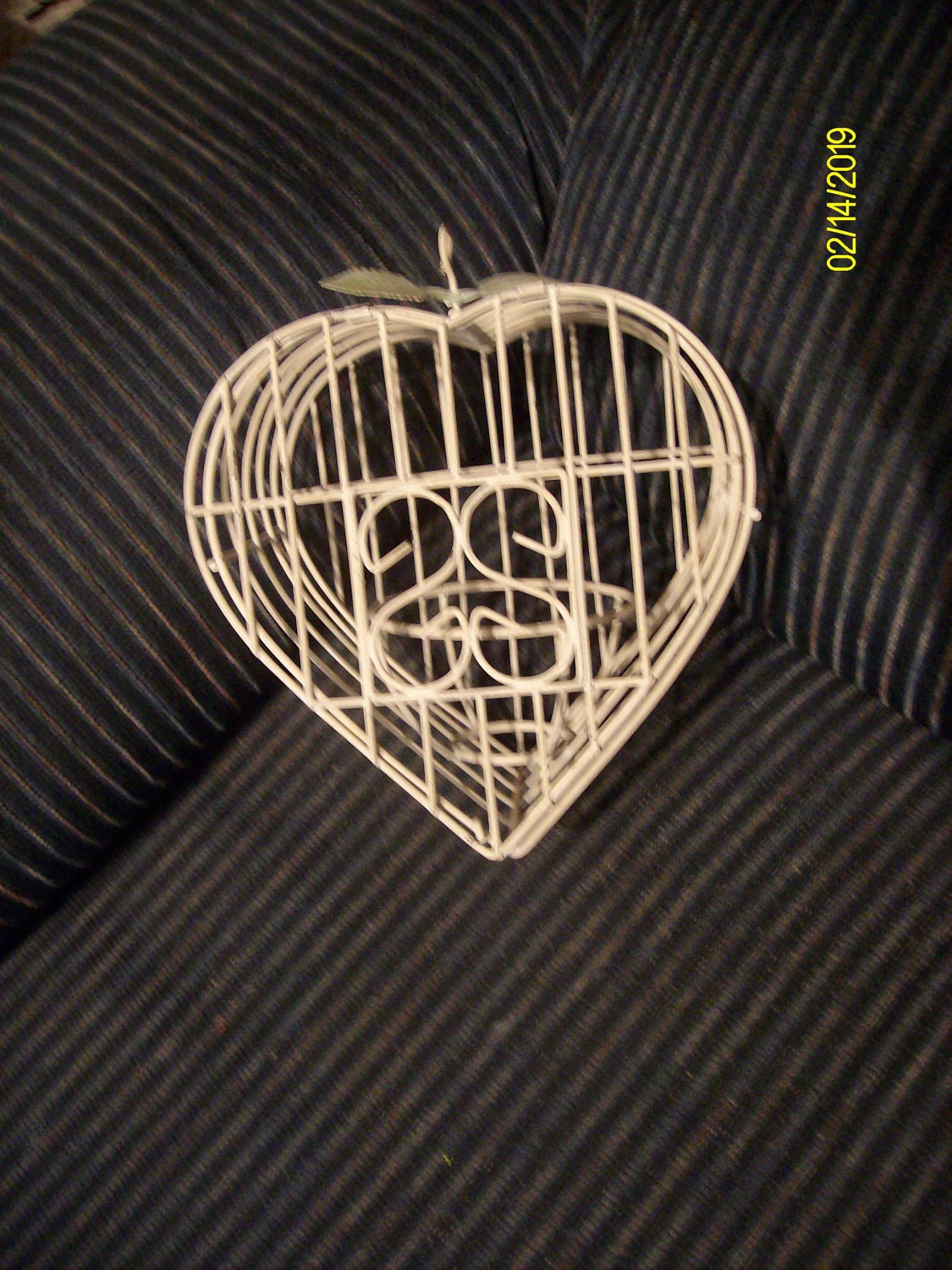 White Painted Metal Heart Shaped Birdcage Candle Holder--Free Shipping in the US