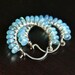 Handmade beaded hoop earrings, blue opalite, oxidized sterling silver, blue earrings, wire wrapped hoops, Mimi Michele Jewelry