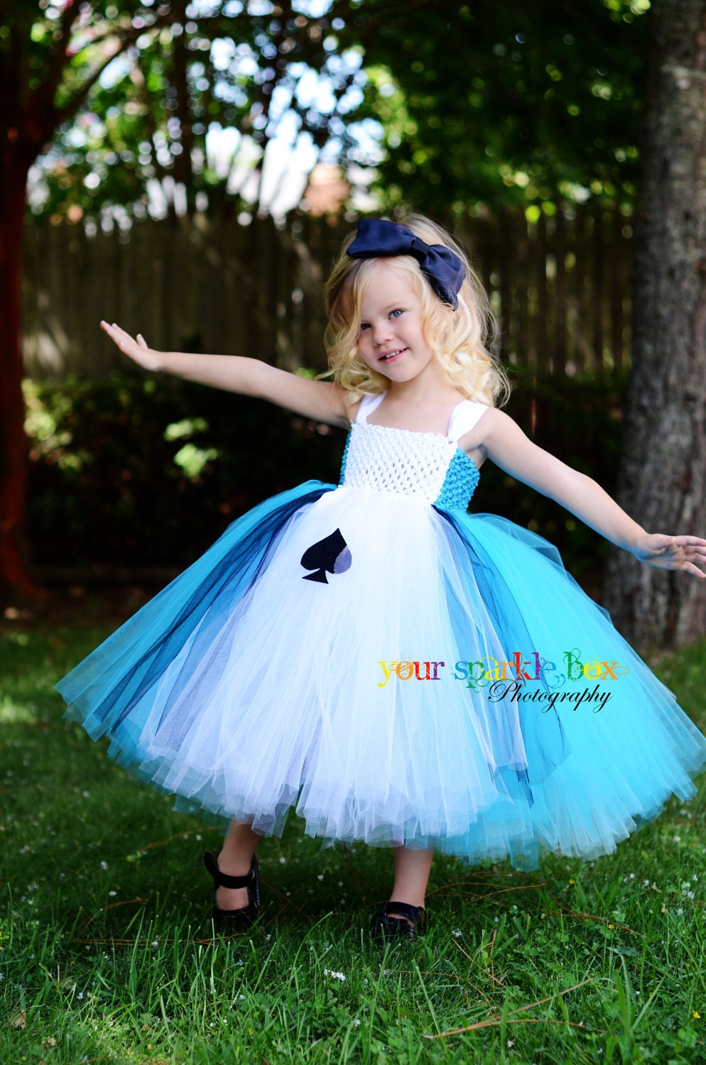 Alice in Wonderland Costume Tutu Dress and headband 5t or 6