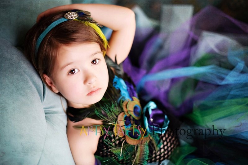 Peacock tutu dress for pageants, weddings, portraits 12m 18m 2t 3t 4t