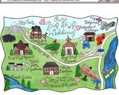 Hand Drawn, Hand Painted Wedding and/or Event Map Painted with Acrylics