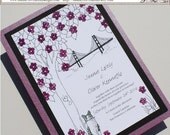 Whimsical Blossoming Tree Invitation Set, Purple