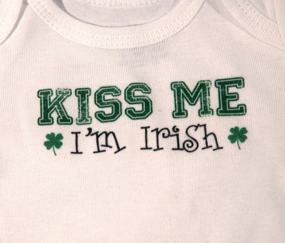 st. patricks day baby/toddler shirt or bodysuit "kiss me I'm irish" in sizes NB to youth